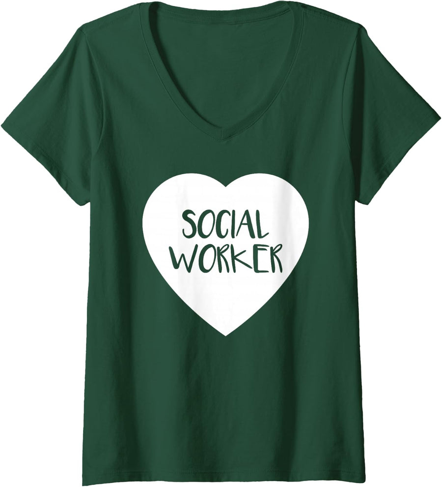 Women's Social Worker Social Worker V-Neck T-Shirt - Dark Green