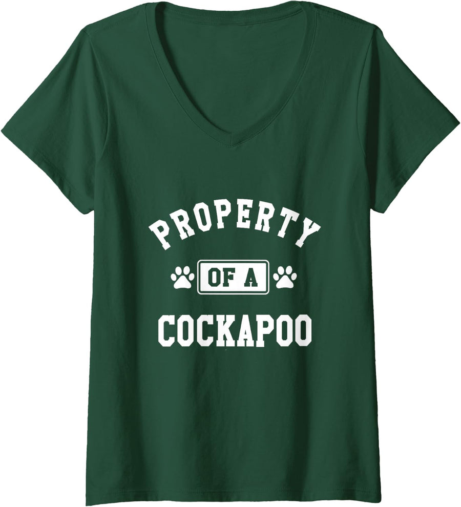 Women's Cockapoo Property Cute Cockapoo Dad Lover Pet Sitter V-Neck T-Shirt - Dark Green