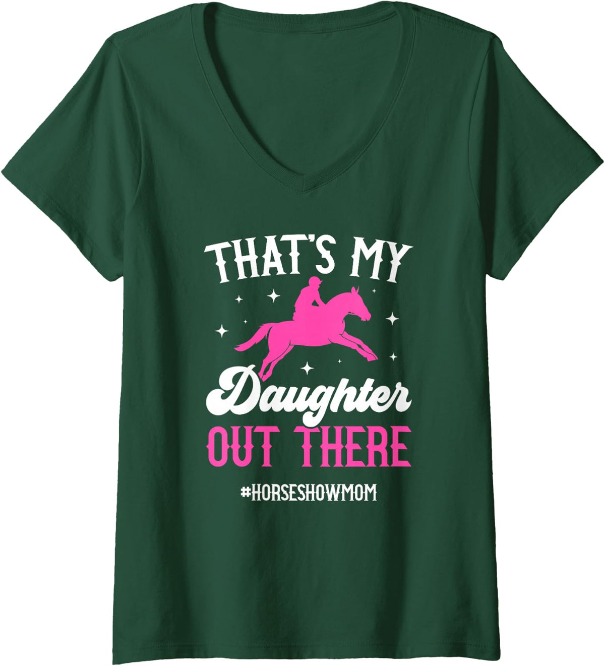 Women's Proud Horse Show Mom Equestrian Mom Horse Show Mama V-Neck T-Shirt - Dark Green