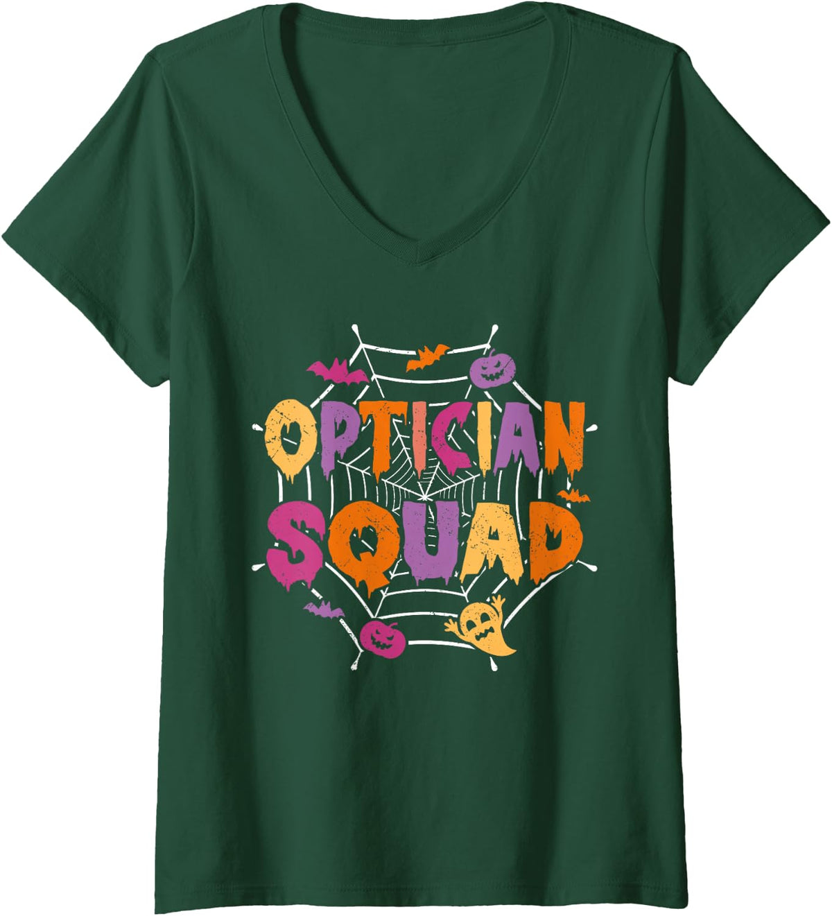 Women's Halloween Optician Squad Matching Optometrist V-Neck T-Shirt - Dark Green