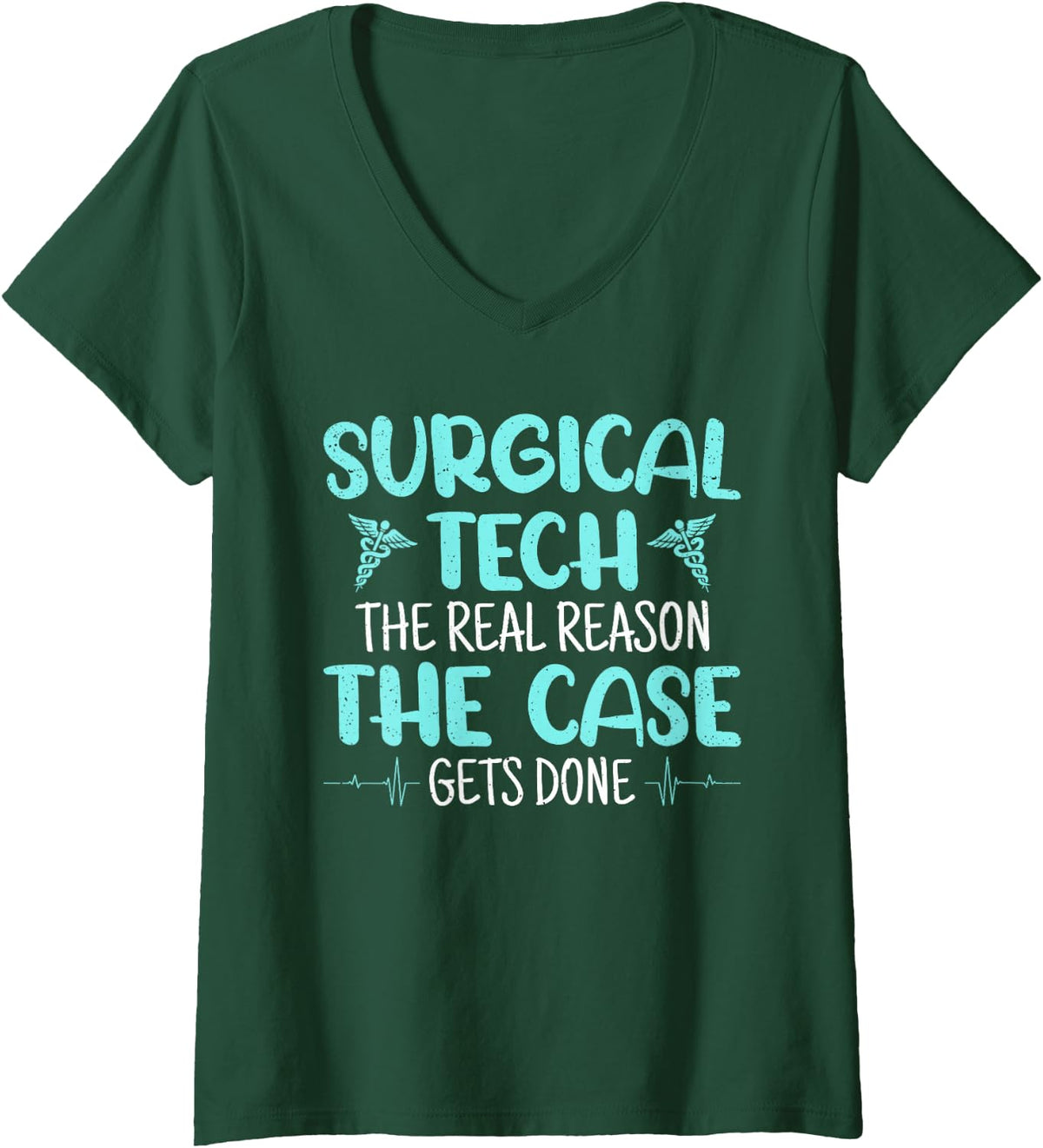 Women's Surgical Tech OR Tech Scrub Tech Surgical Technologist V-Neck T-Shirt - Dark Green