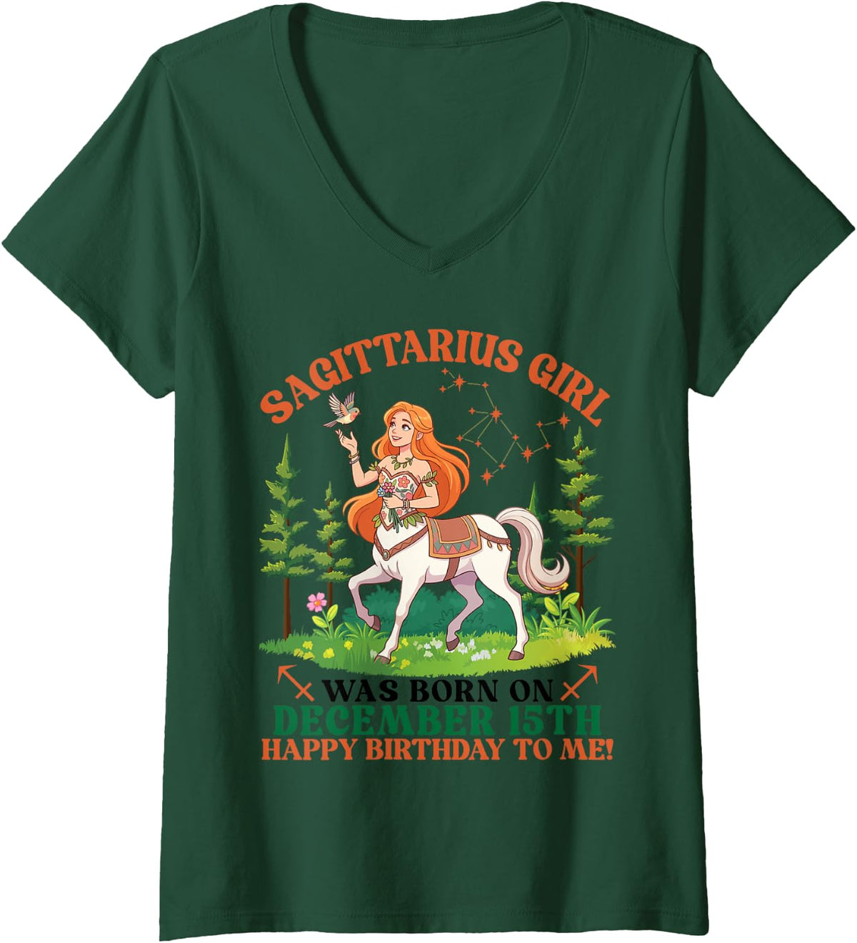 Women's Sagittarius Girl was Born On December 15th Birthday to Me V-Neck T-Shirt - Dark Green