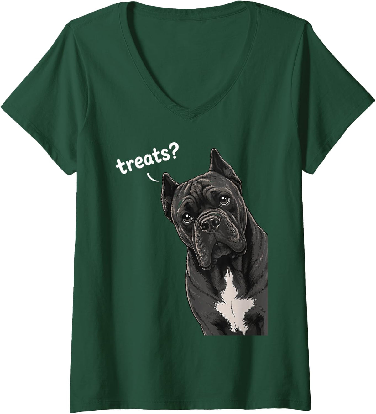 Women's Cane Corso Dog Treats? Meme Funny Cane Corso V-Neck T-Shirt - Dark Green