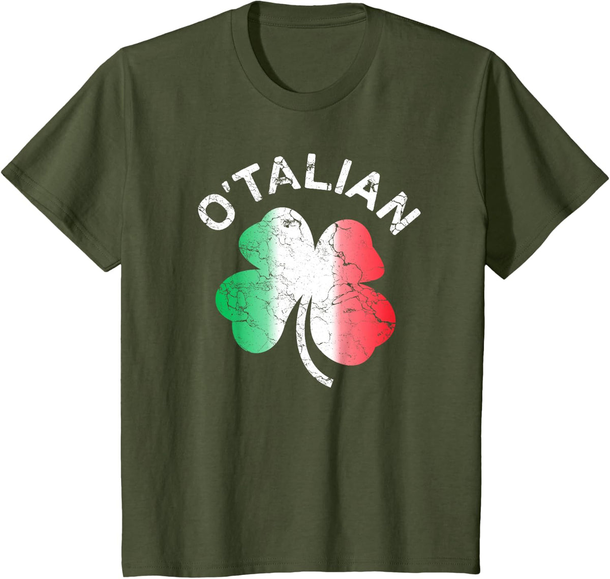 O'Talian Shirt Italian Flag Men Women Kids St Patricks Day T-Shirt - Olive Green