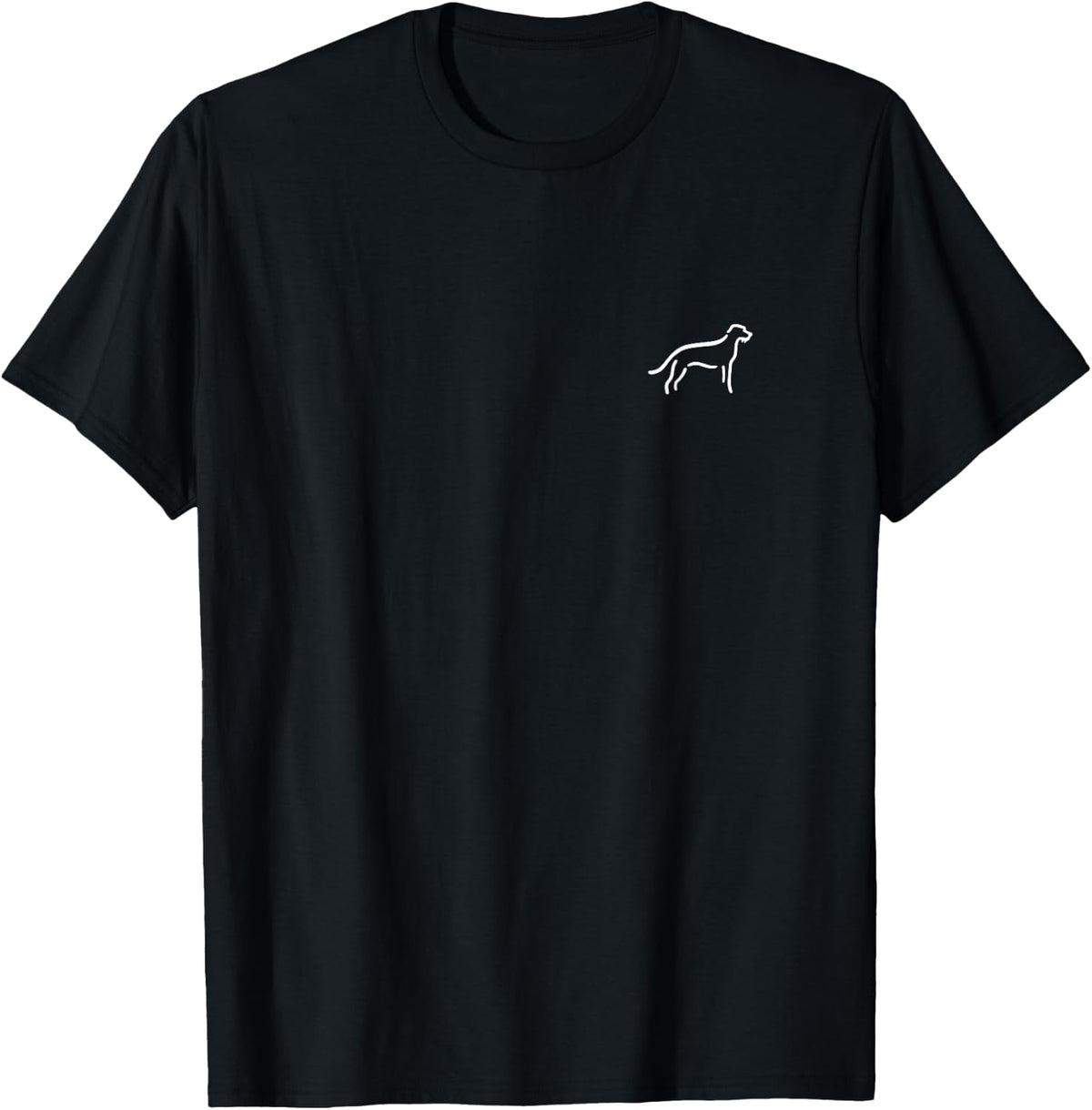 Simple Minimalist Badge Patch Line Art Irish Wolfhound T-Shirt - Black