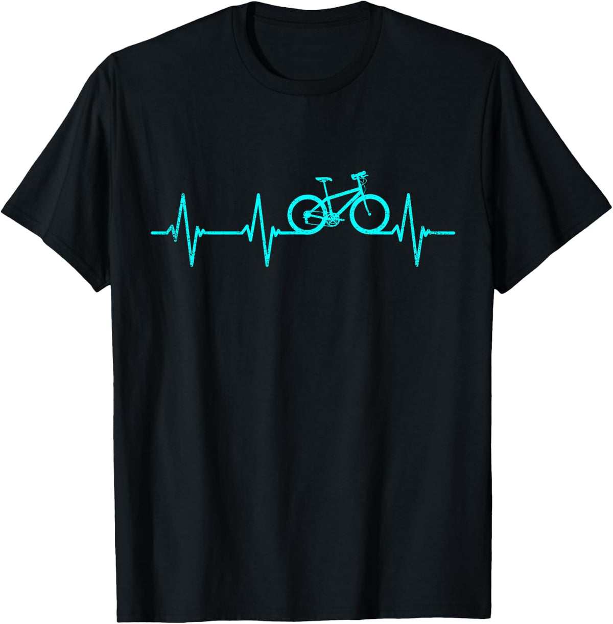 Mountain Biking Heartbeat Clothing Cyclist Cool Cycling Gift T-Shirt - Black
