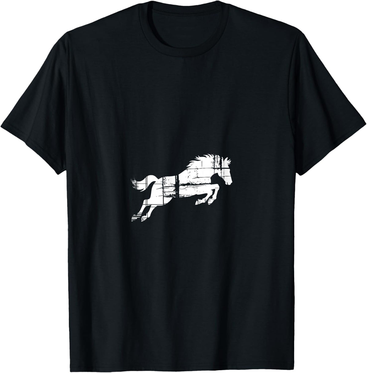 Horse Jumping Silhouette Vintage Western T-Shirt - Black