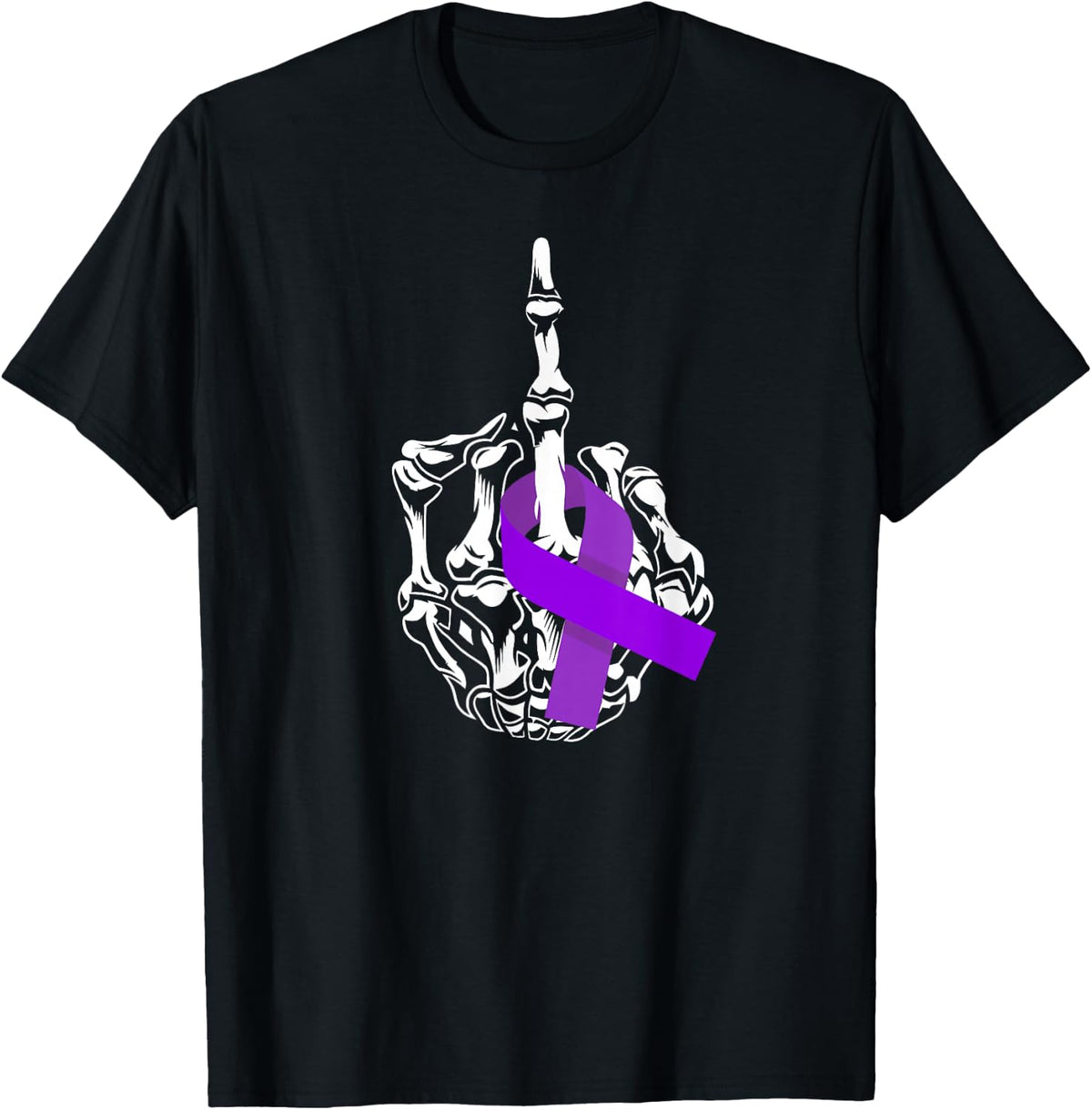 Fuck Pancreatic Cancer Middle Finger Pancreatic Cancer T-Shirt - Black