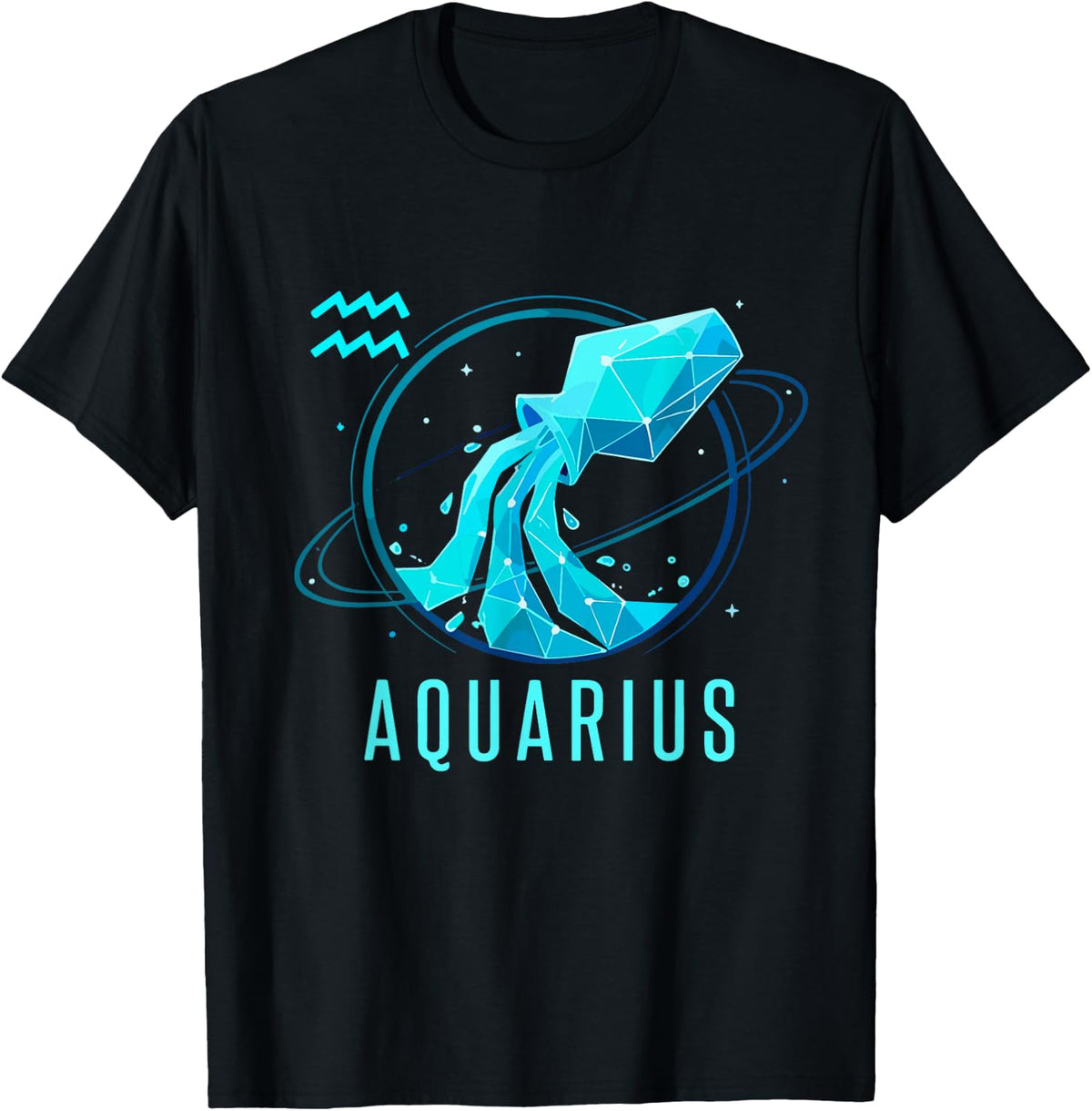 Aquarius Zodiac Sign Astrology Horoscope Astrological Symbol T-Shirt - Black