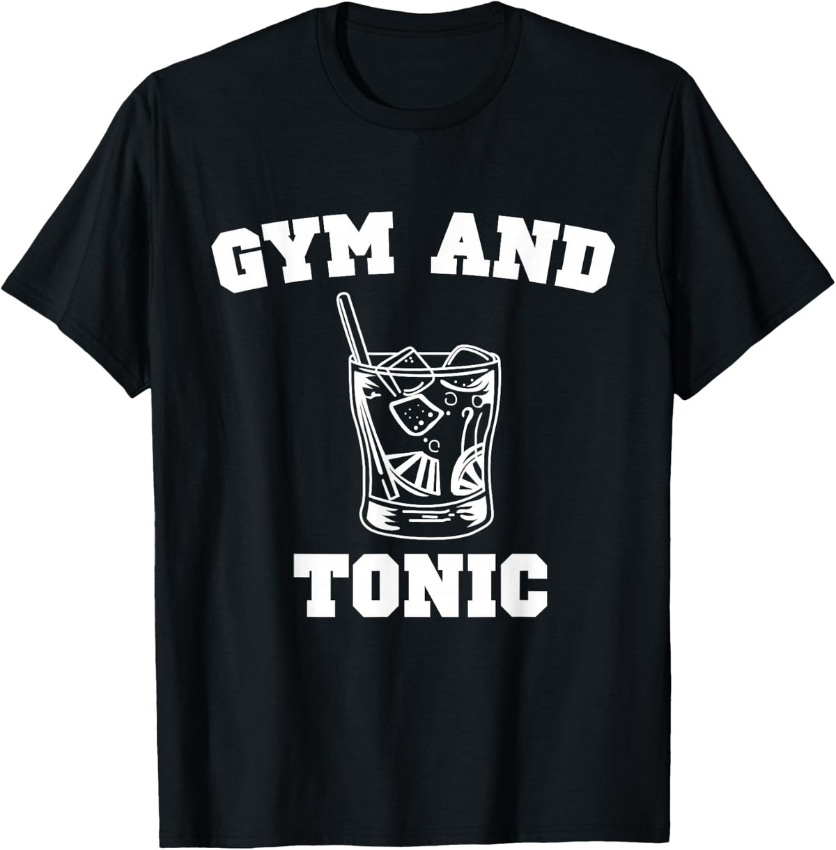 Gym and Tonic Print Funny Gingerbrew Bar Design T-Shirt - Black
