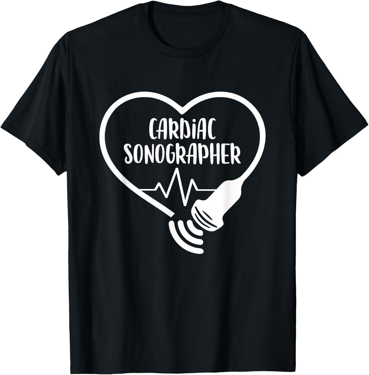 Cardiac Sonographer Heart Scanning RDCS Echocardiographer Tees T-Shirt - Black