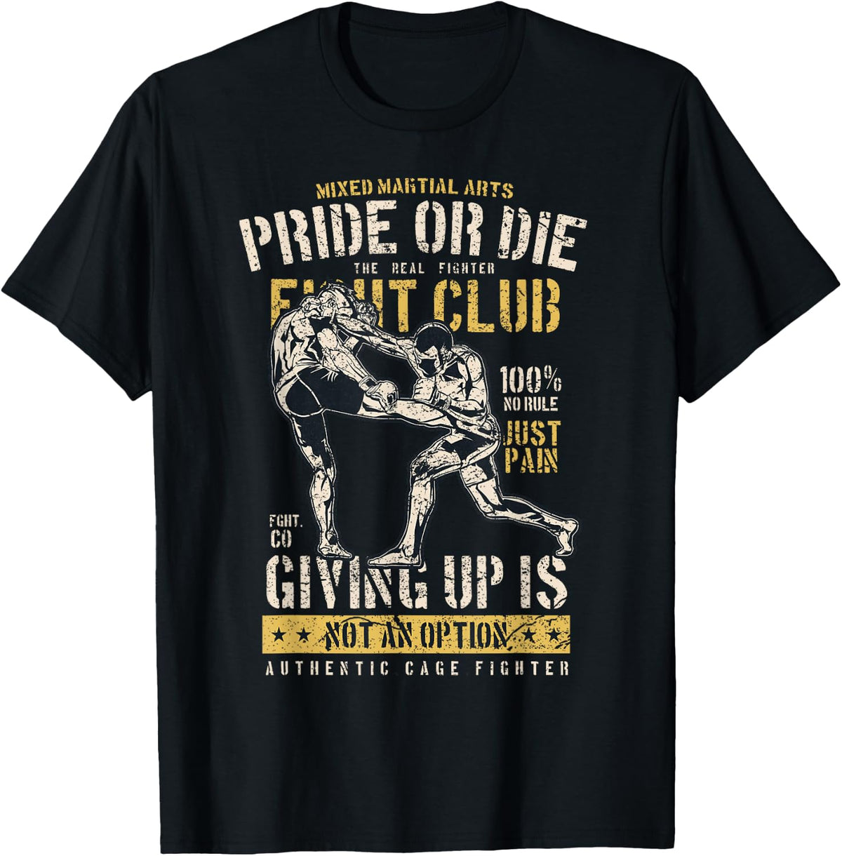 MMA Clothes Mixed Martial Arts Merchandise Distressed MMA T-Shirt - Black