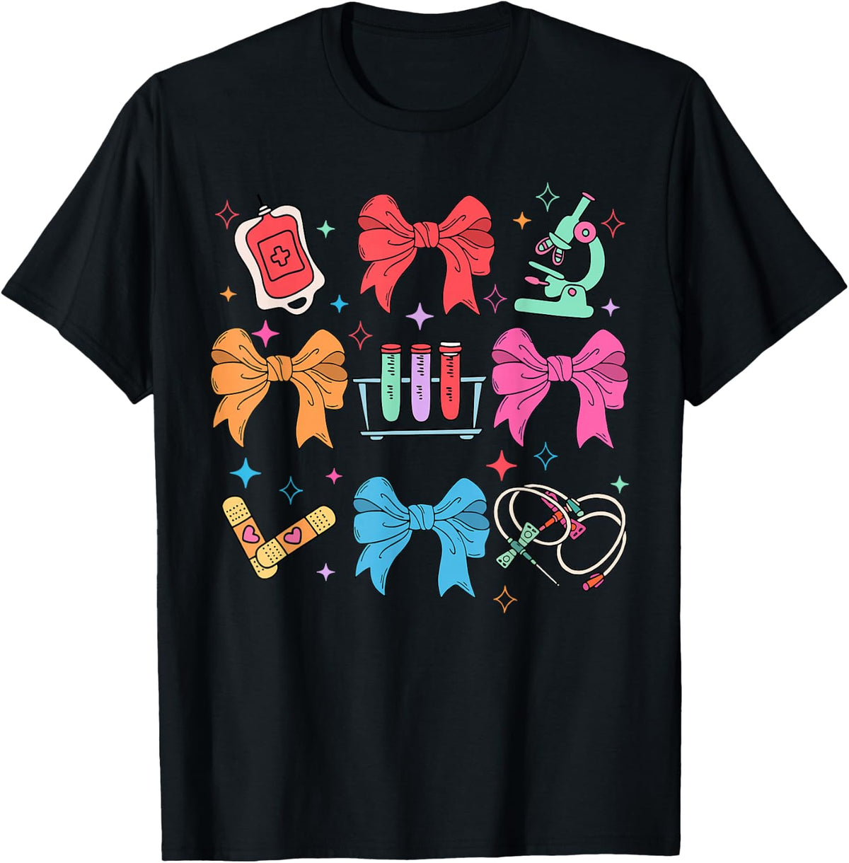 Coquette Bow Phlebotomist Phleb Tech Phlebotomy Technician T-Shirt - Black