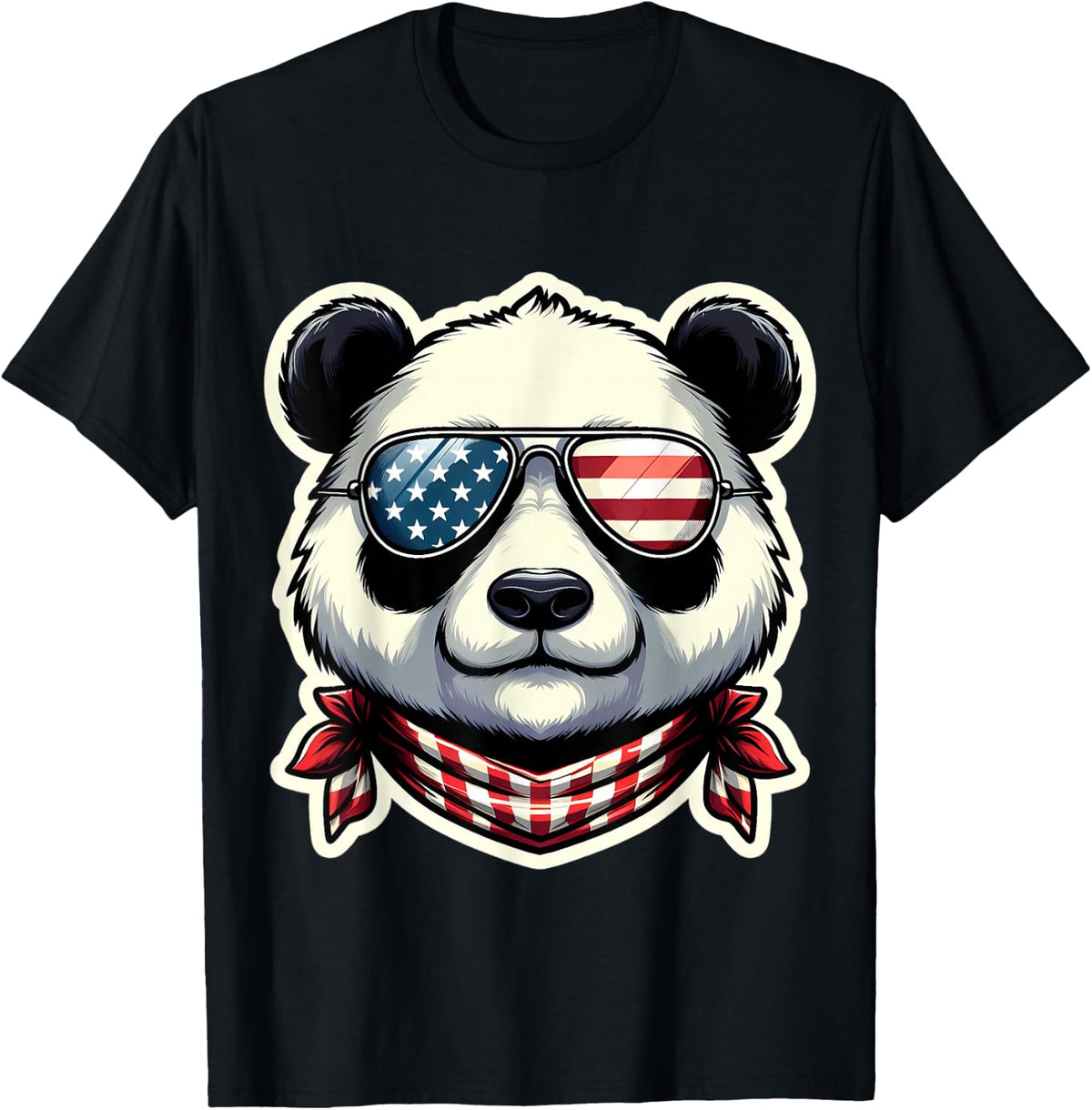 Panda 4th Of July American Independence Day USA Patriotic T-Shirt - Black