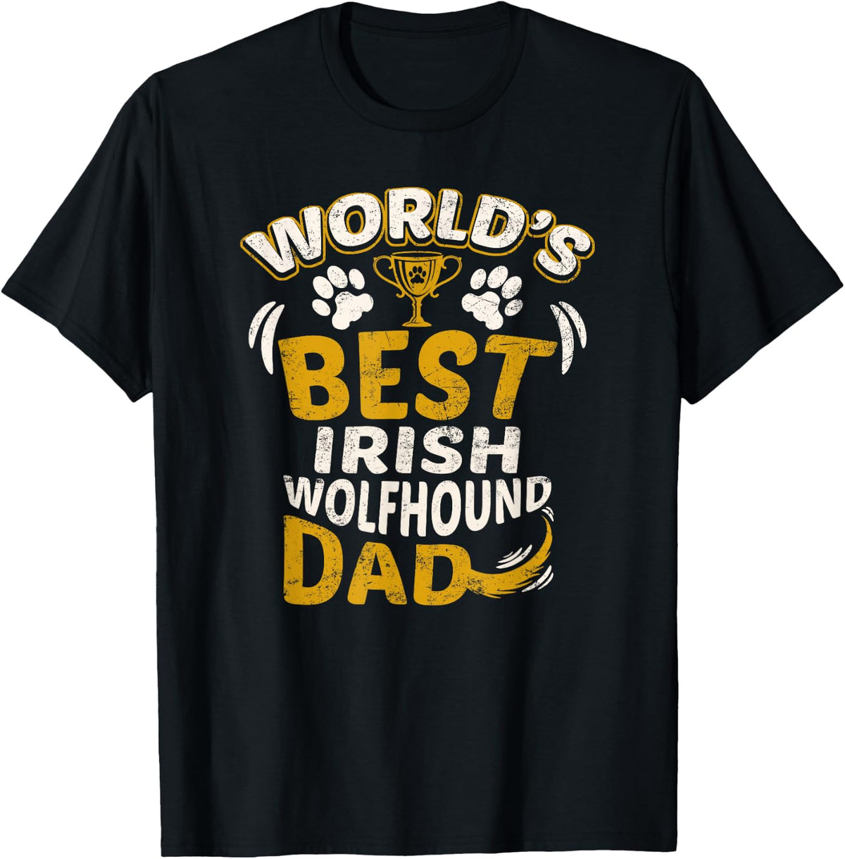 Mens World's Best Irish Wolfhound Dad Graphic T-Shirt - Black