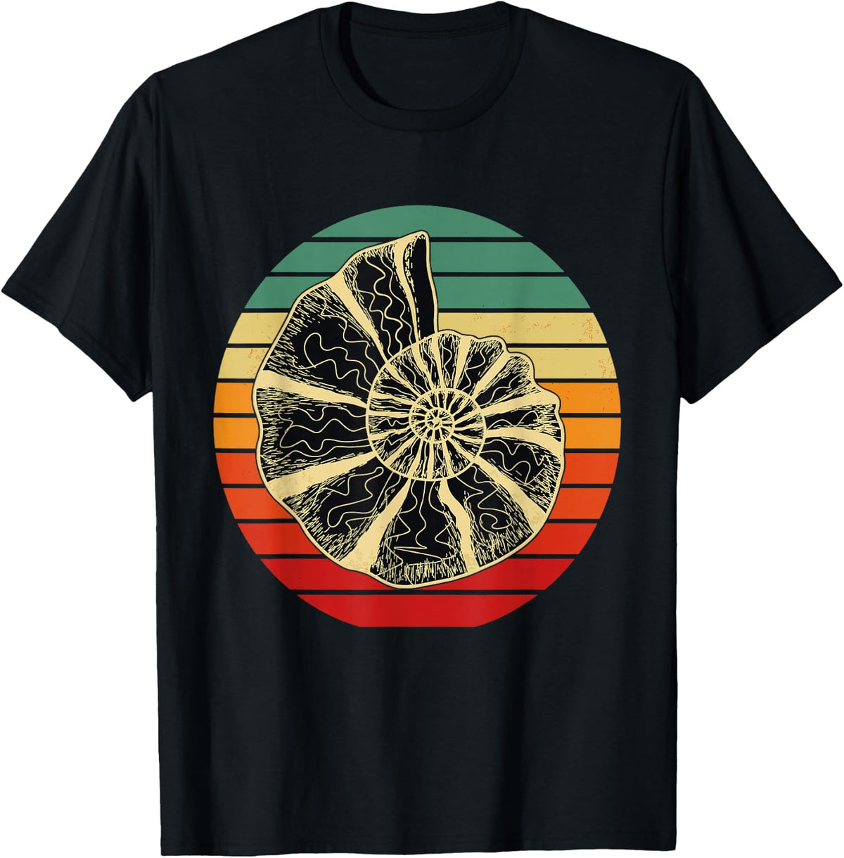 Ammonite Paleontology Geology Fossil Hunting Prehistoric T-Shirt - Black
