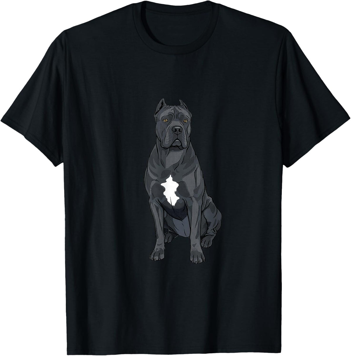 Grey Cane Corso Pop Art Comic Illustration T-Shirt - Black