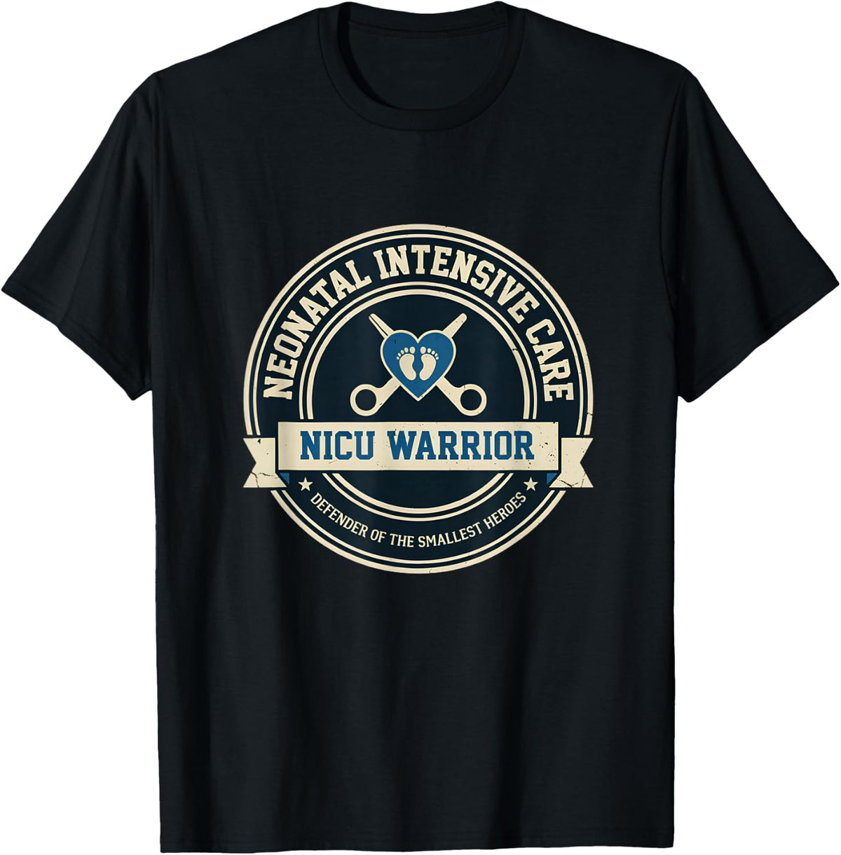 Neonatal Intensive Care Shirt NICU Warrior Vintage Seal T-Shirt - Black
