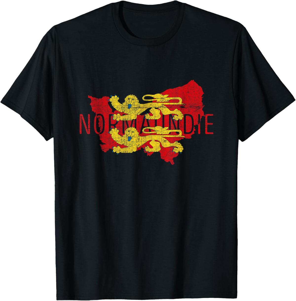 Norman Map Word Art - Normandie France Souvenir T-Shirt - Black