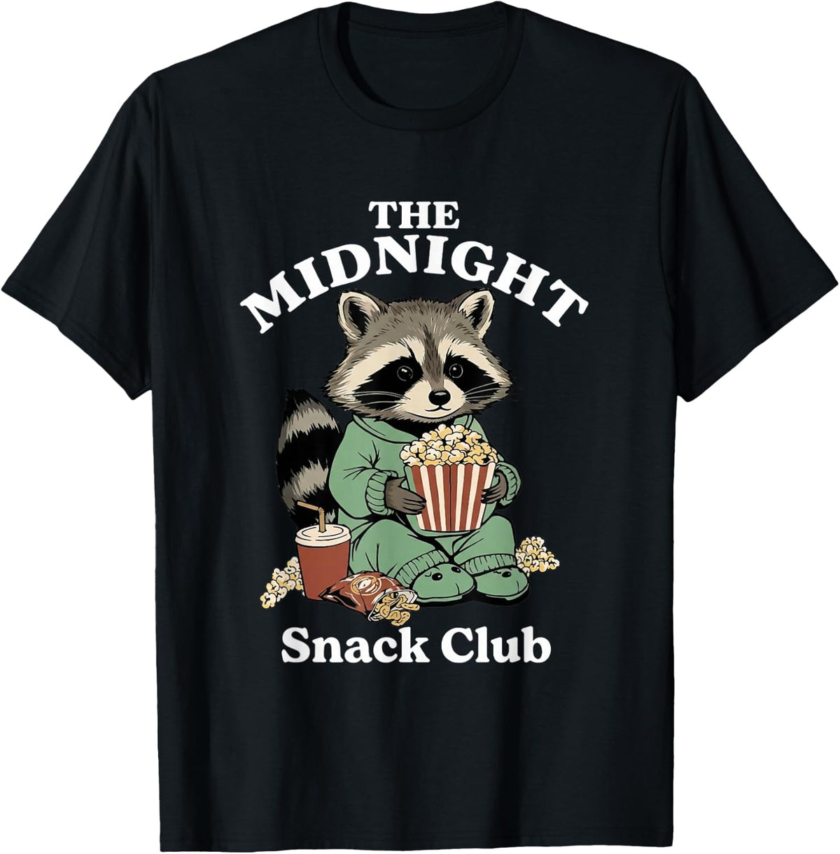 The Midnight Snack Club Funny Raccoon Shirts Trash Panda Meme Tees T-Shirts - Black