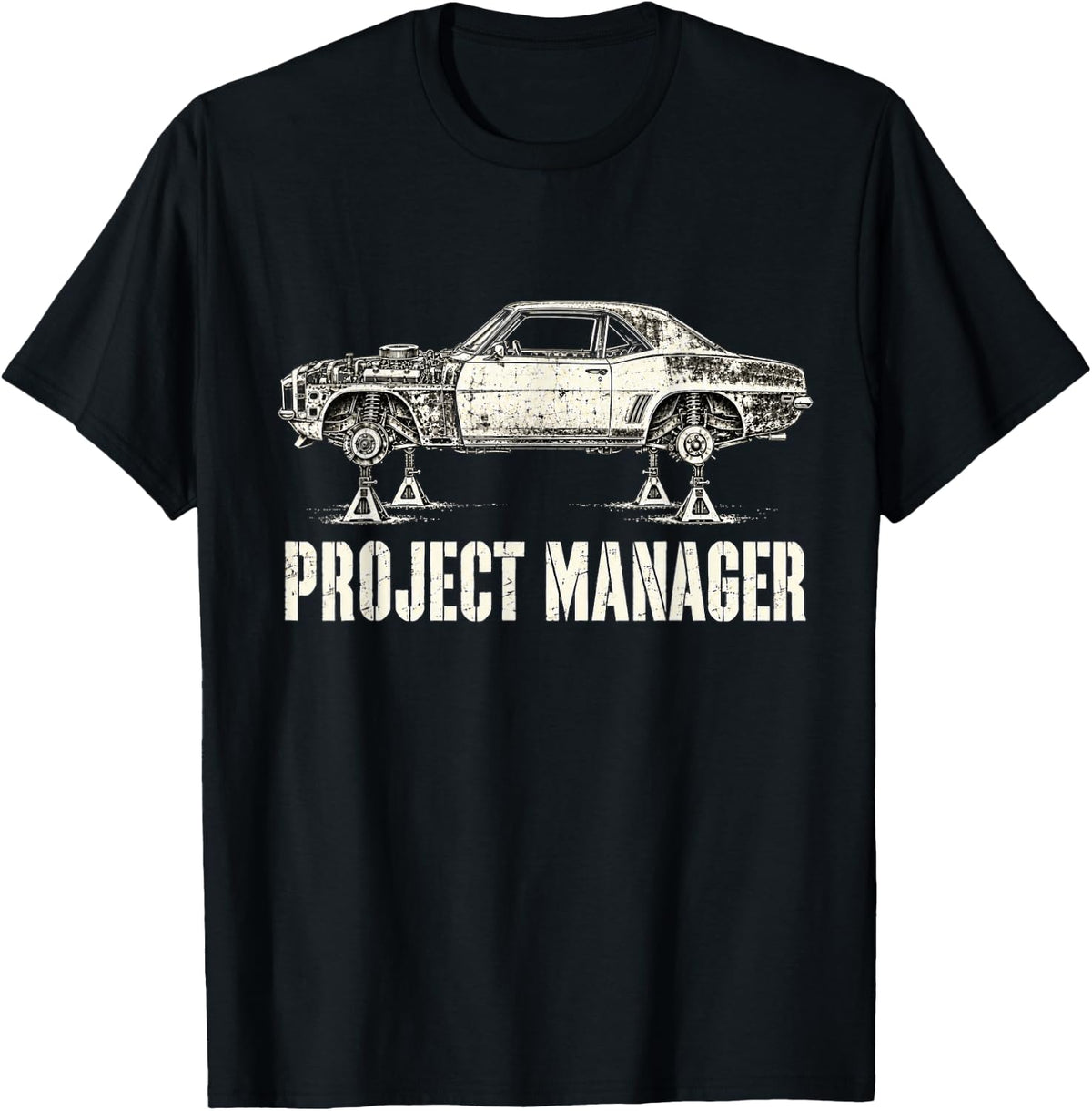 Project Manager Classic car t Shirt Restoration Mechanic T-Shirt - Black