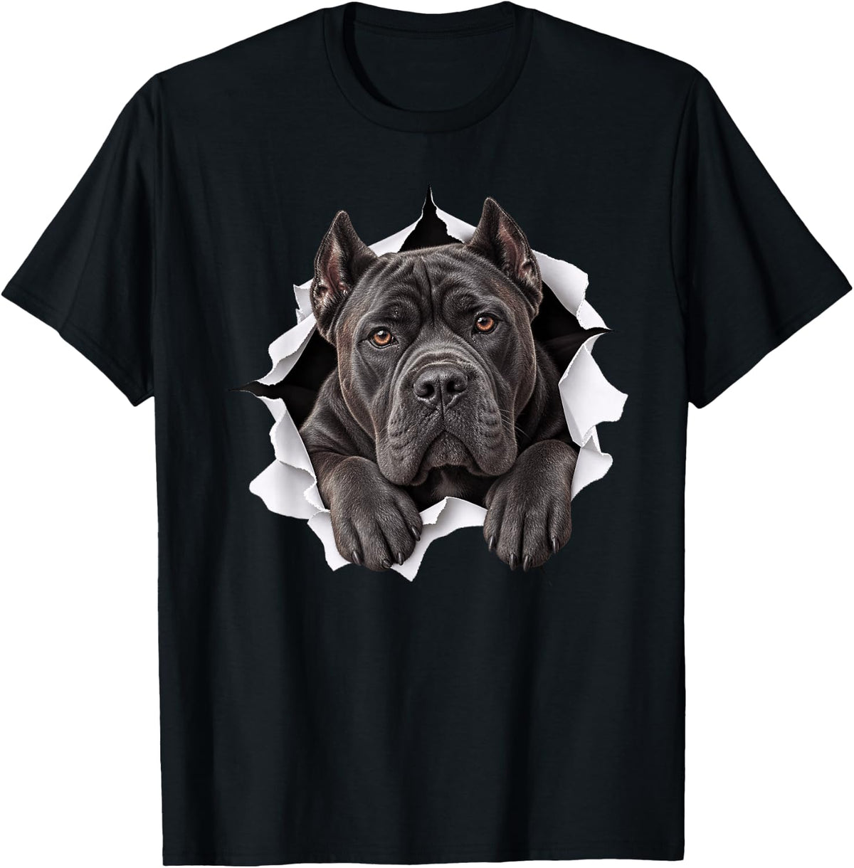 Funny Cane Corso Peeking Cute Dog Lover Mom Dad T-Shirt - Black