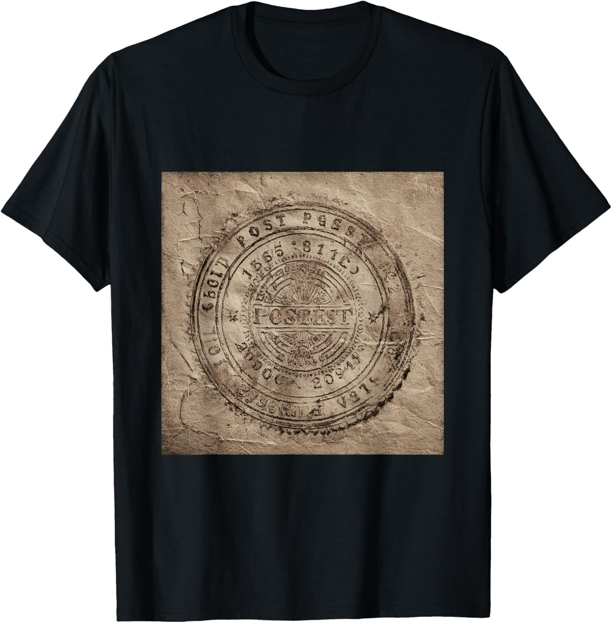 Vintage Postal Stamp Postmark Retro Letter Mail T-Shirt - Black