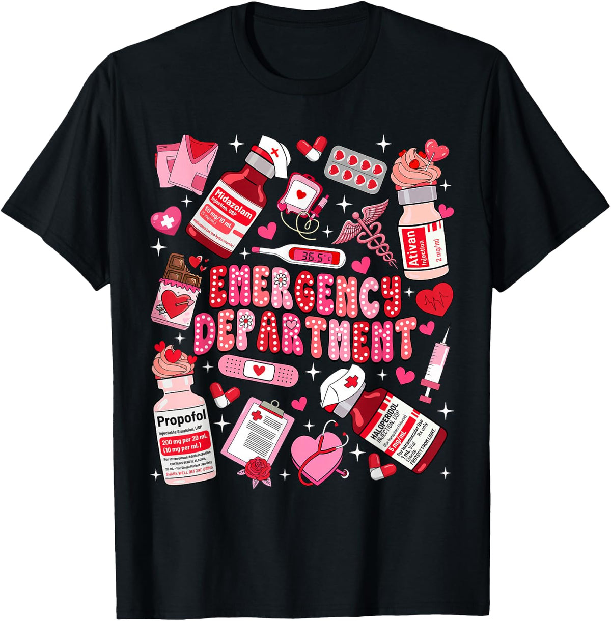 Retro Emergency Department ED ER Nurse Valentines Day Women T-Shirt - Black