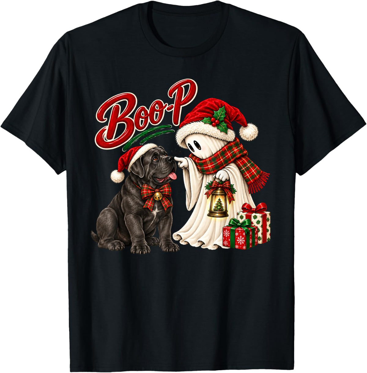 Cane Corso Boo Boo-p Ghost Nose Boop Christmas Dog Lover T-Shirt - Black