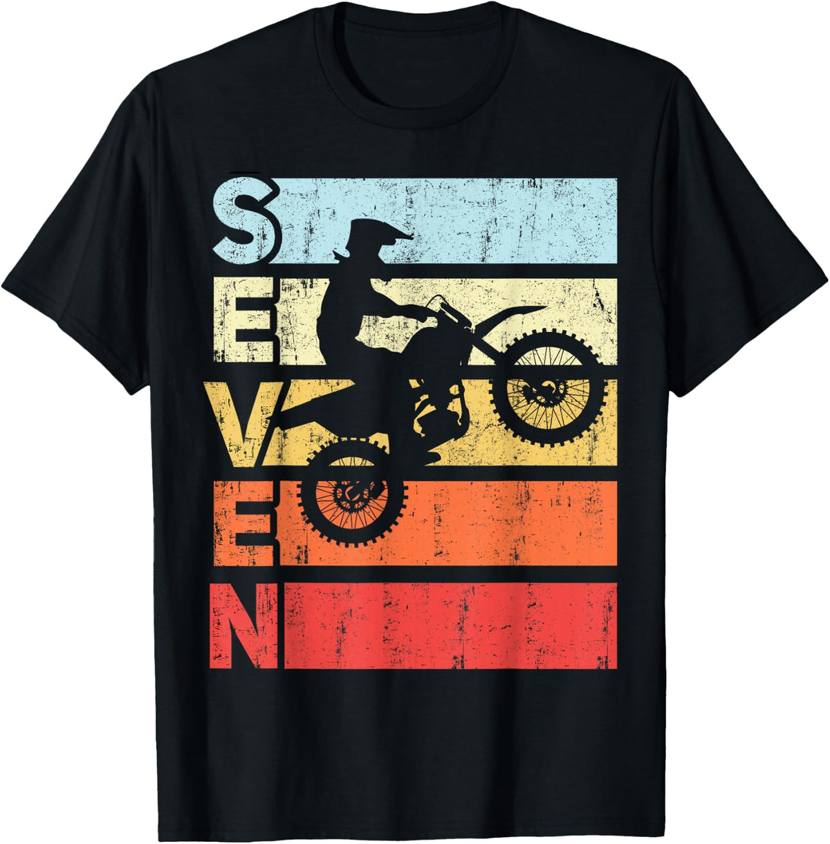 Motocross 7th Birthday Party MX Dirt Bike Birthday T-Shirt - Black