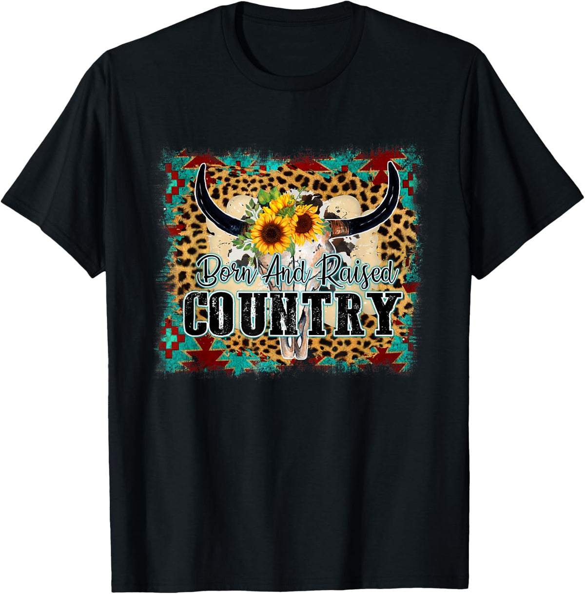 Country Western Cactus sunflower apparel women girls T-Shirt - Black