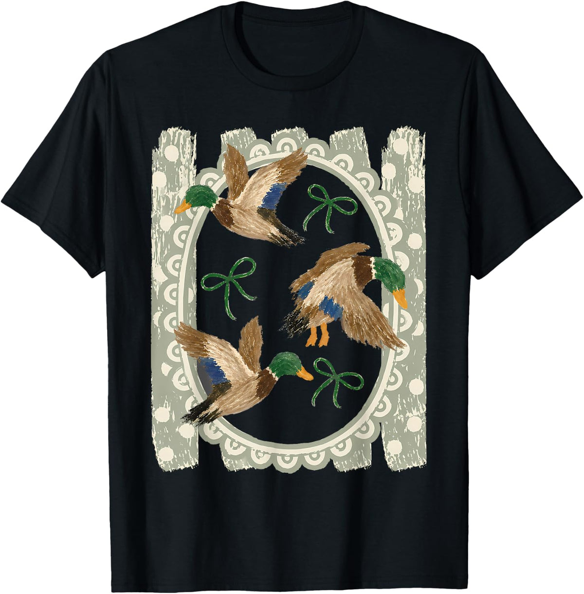 Vintage Retro Duck Hunting Flying Duck Hunter T-Shirt - Black
