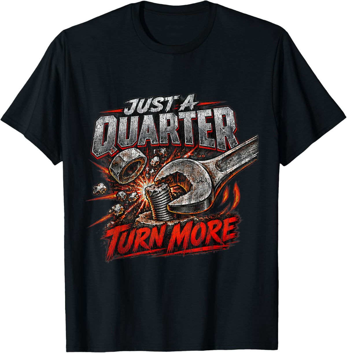 Just a Quarter Turn More Funny Mechanic Wrench Vintage T-Shirt - Black