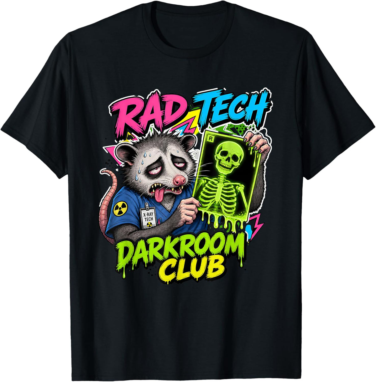Rad Tech Opossum Darkroom Club Xray Technologist Apparel T-Shirt - Black