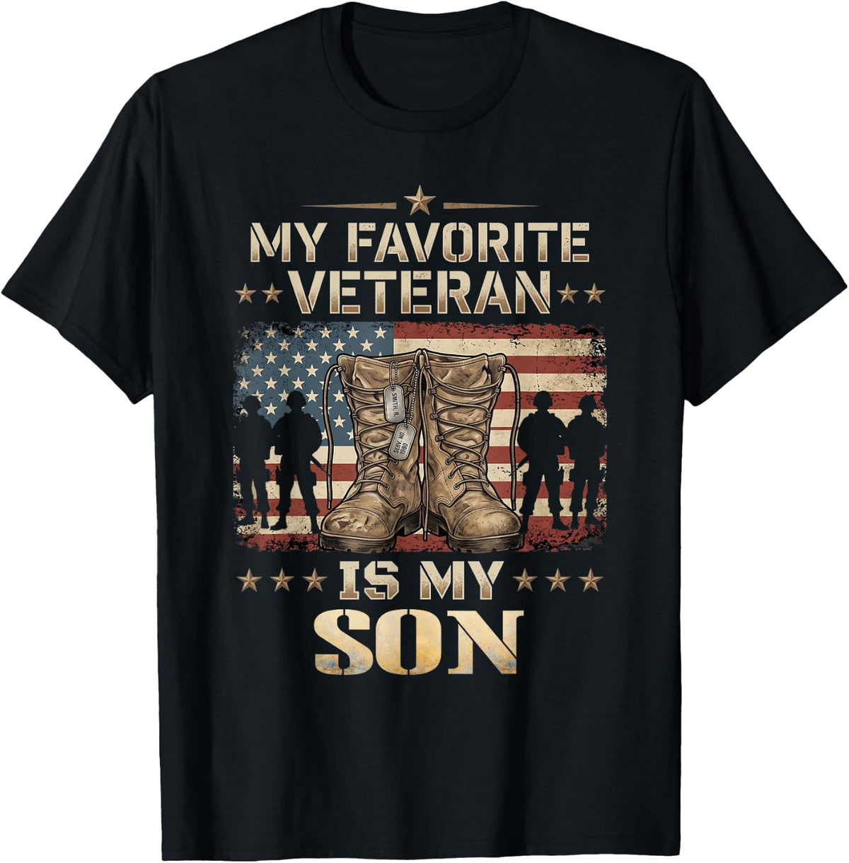 My Favorite Veteran is My Son Father's Day Veteran Day T-Shirt - Black