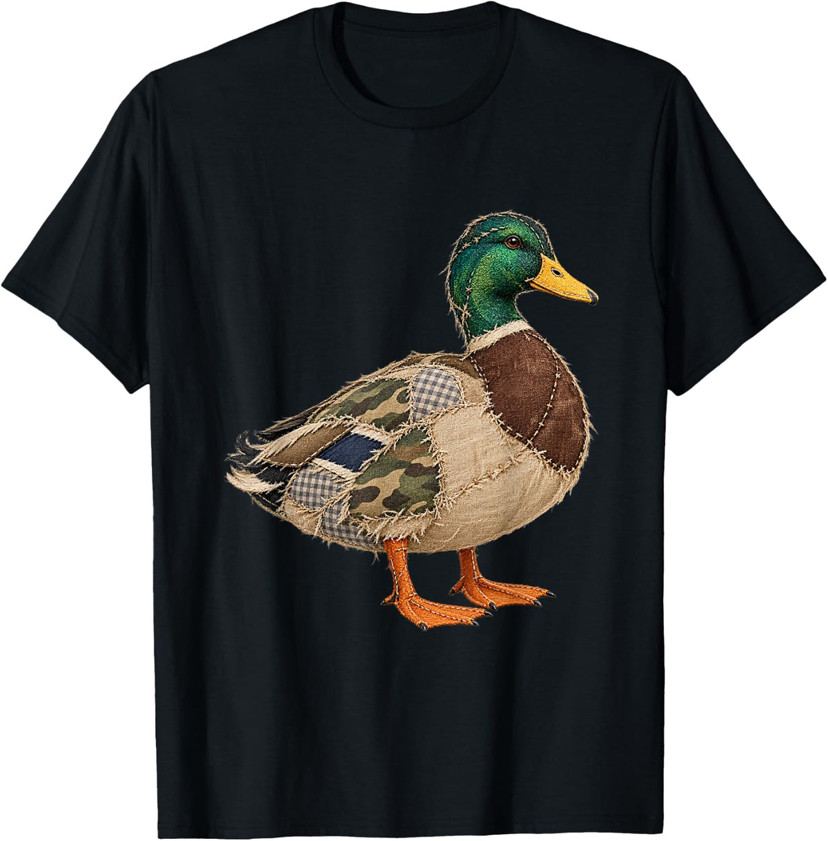 Patchwork Mallard Duck Hunting Season Hunter Outdoor T-Shirt - Black