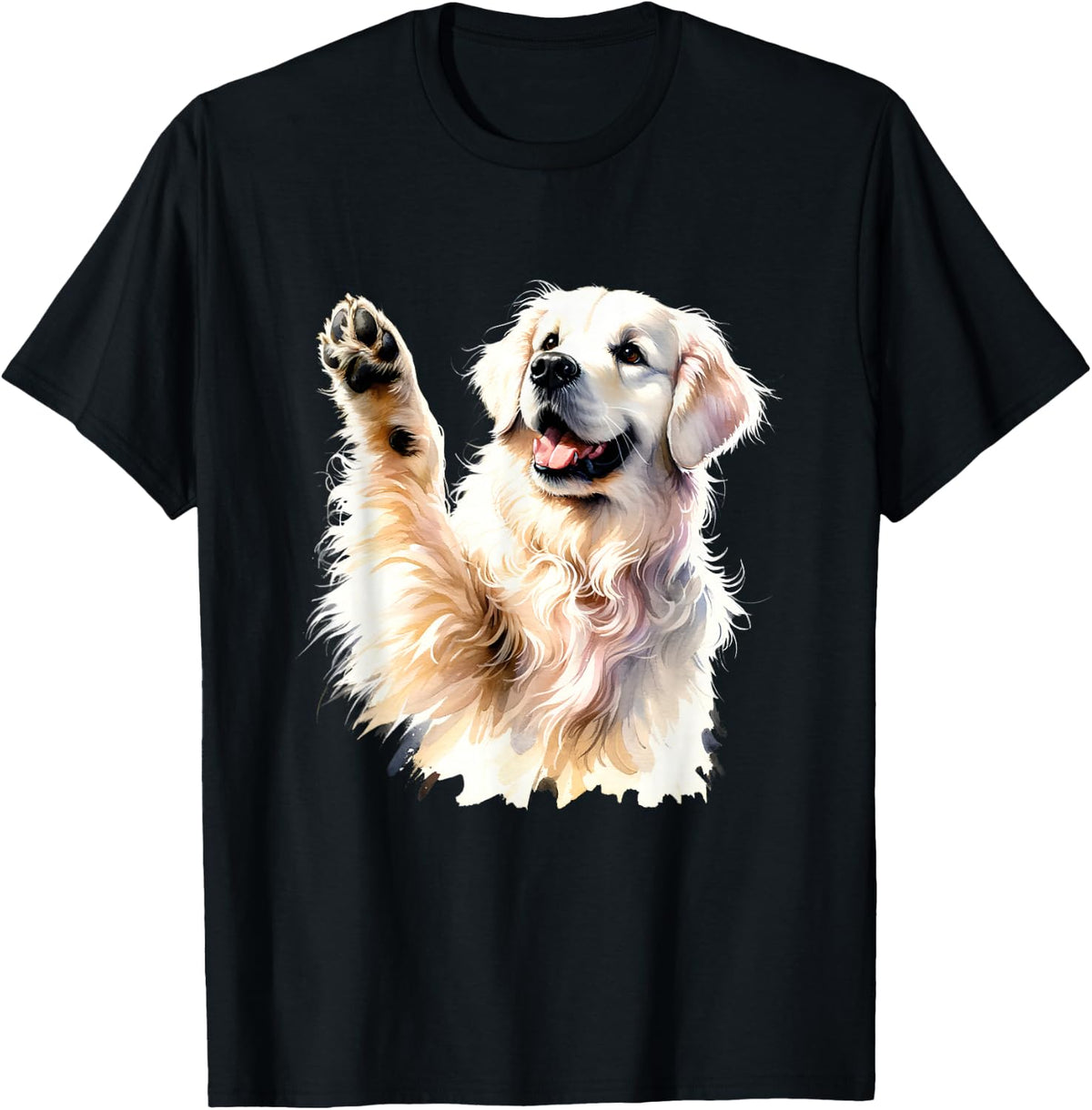 Golden Retriever Funny Dog Lover Paw Print Puppy Animal Cute T-Shirt - Black
