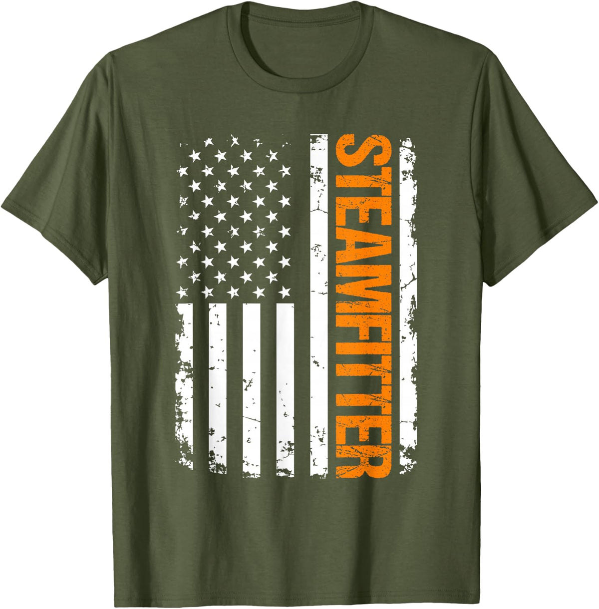 Steamfitter USA Flag T-Shirt - Olive Green