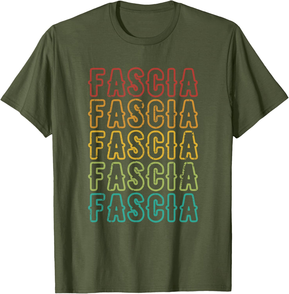 Vintage Fascia Artwork, Funny Massage Therapist T-Shirt - Olive Green