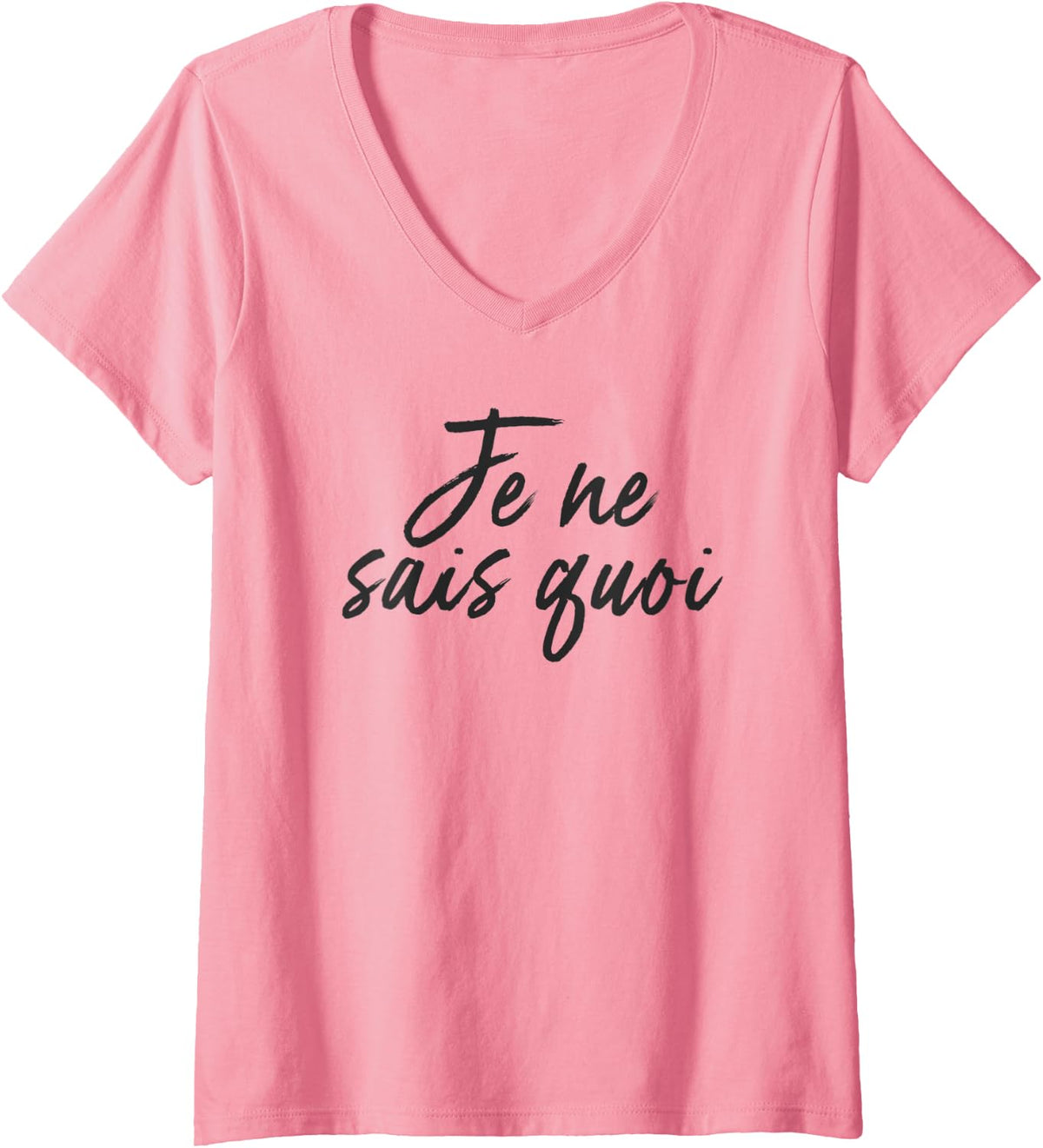 Womens Je Ne Sais Quoi French Phrase V-Neck T-Shirt - Pink