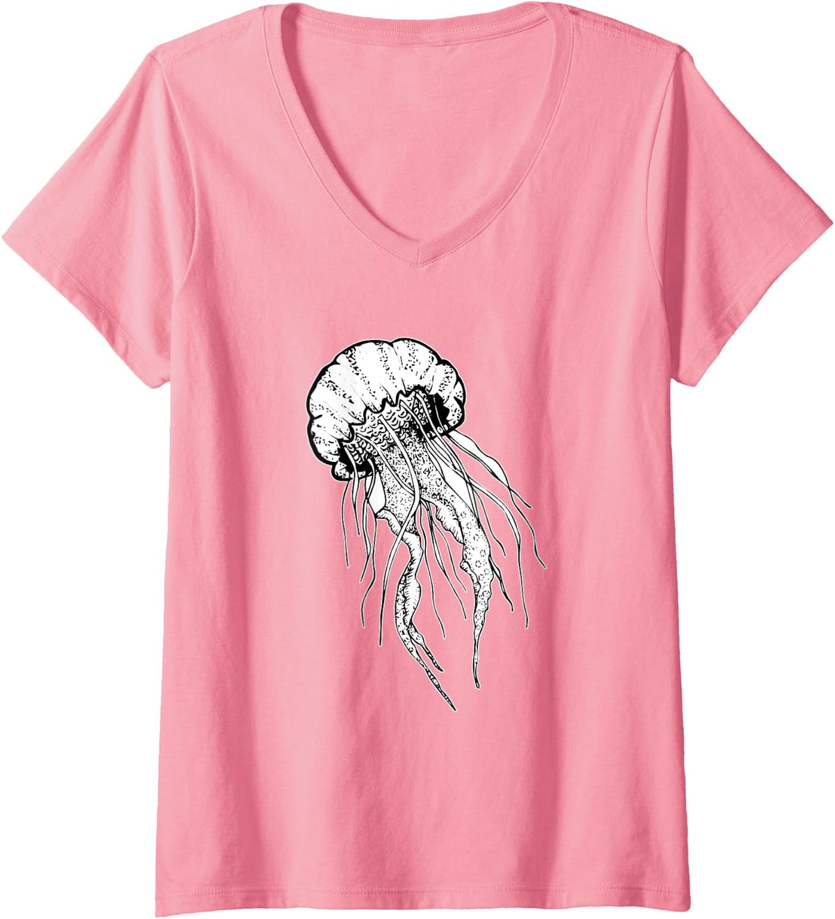 Womens Jellyfish V-Neck T-Shirt - Pink