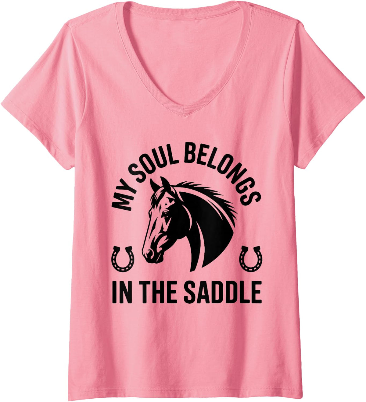 Women's Funny Horseback Riding Equestrian V-Neck T-Shirt - Pink