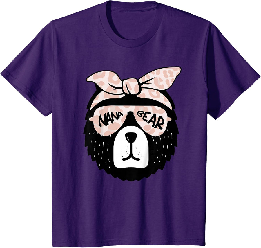 Cute Nana Bear Face Sunglasses Mother Mom Mommy Mother's Day T-Shirt - Purple