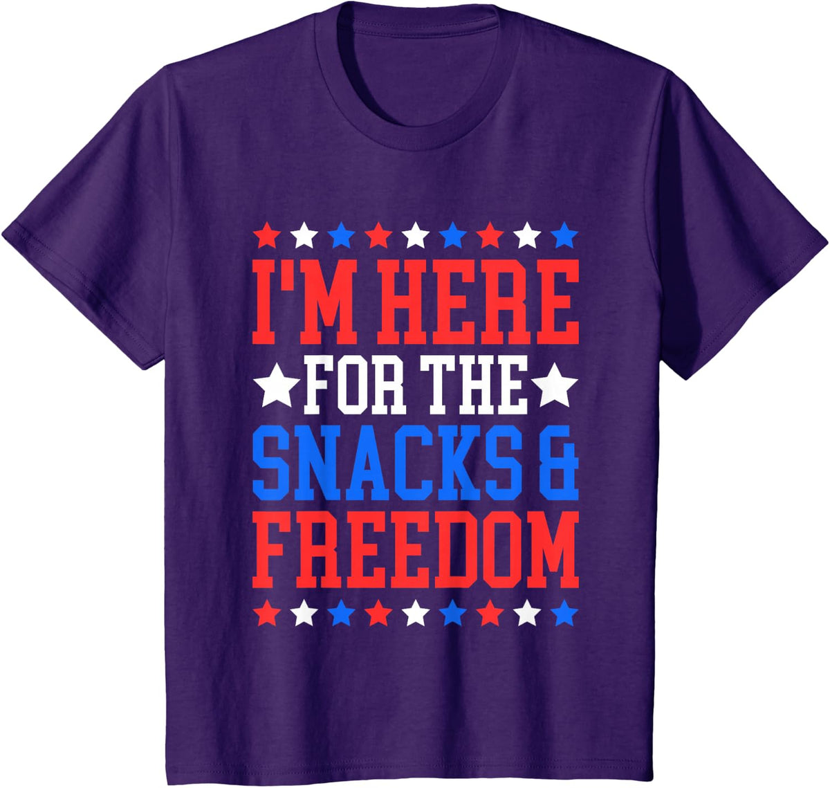 I'm Here for The Snacks and Freedom Funny 4th of July Kids T-Shirt - Purple