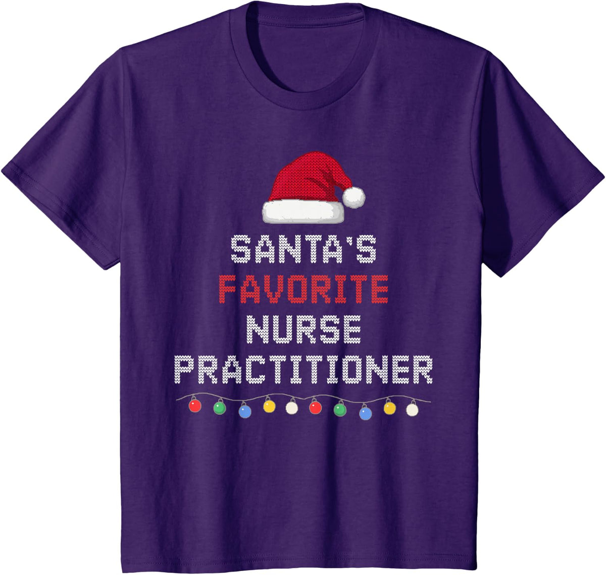 Santa's Favorite Nurse Practitioner Funny Christmas Holiday T-Shirt - Purple