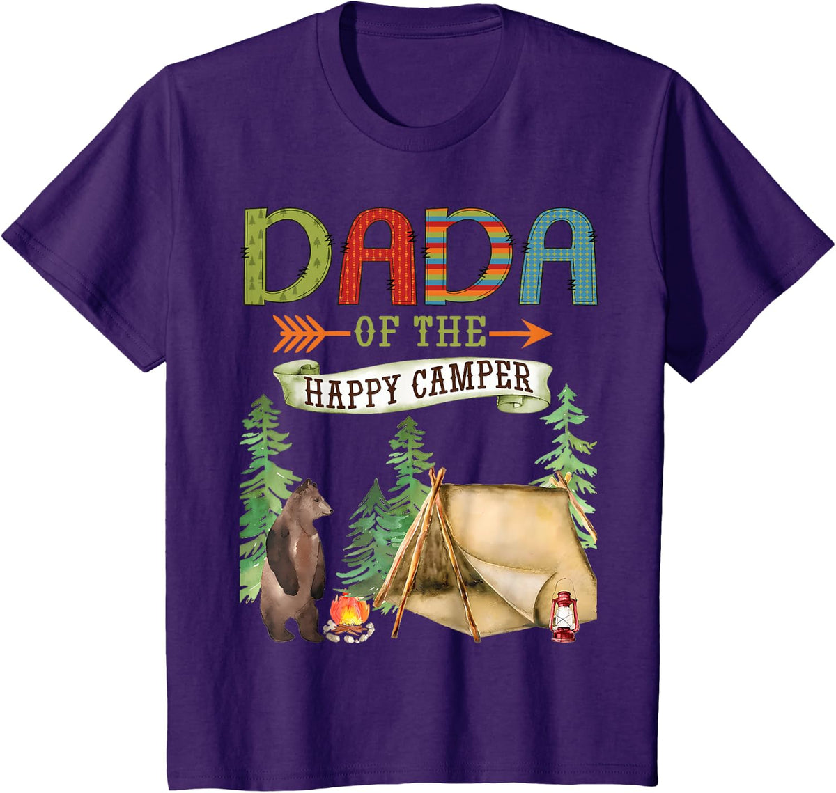 Dada of The Happy Camper First Birthday Camping T-Shirt - Purple