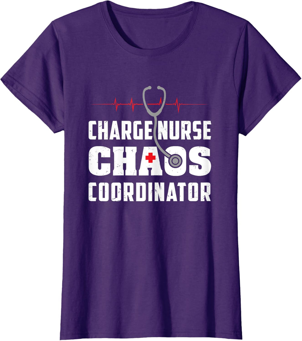 Charge Nurse Chaos Coordinator Funny RN Nurse Gift T-Shirt - Purple