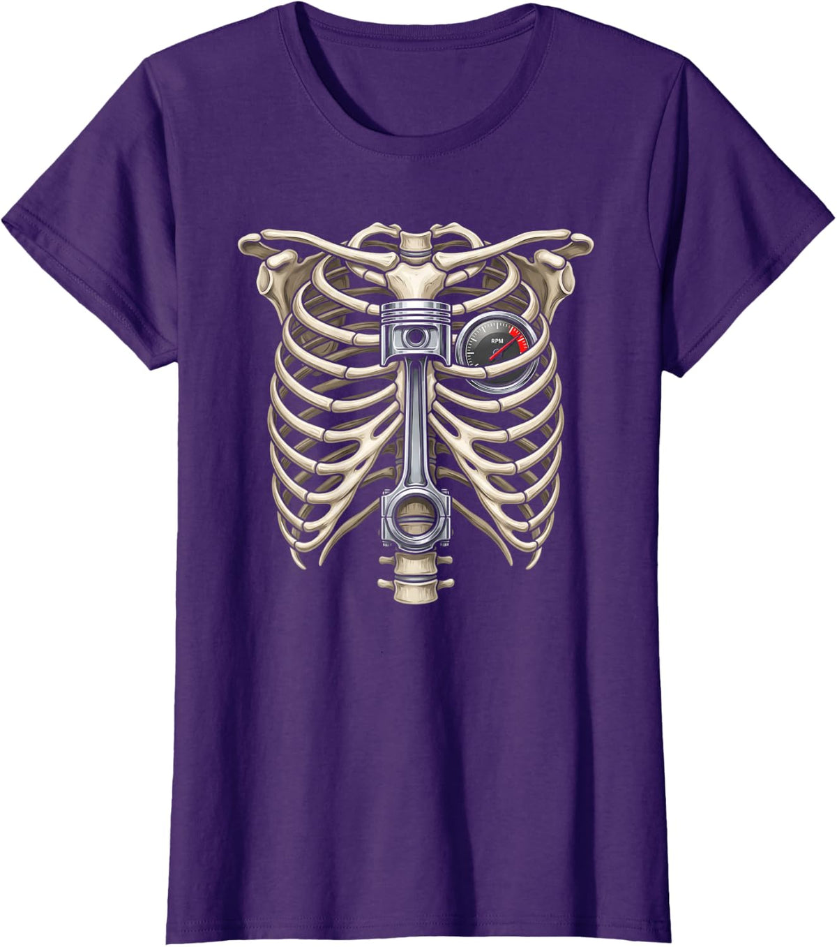 Ribcage Piston Tachometer Vintage Garage Mechanic Car Lover T-Shirt - Purple