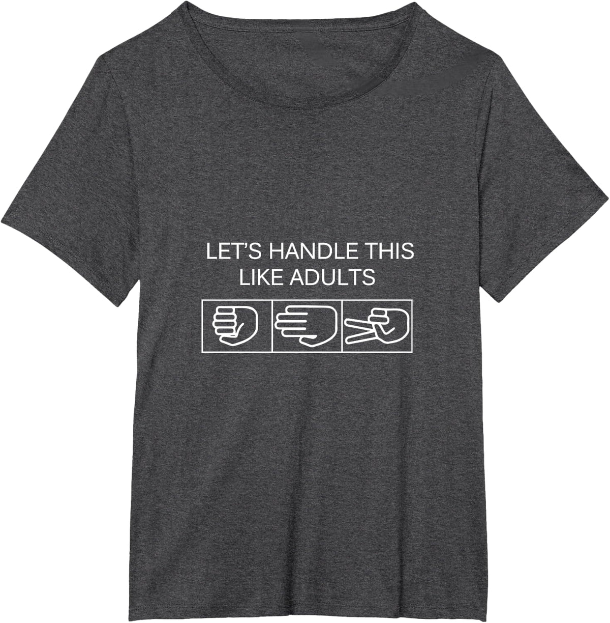 Lets Handle This Like Adults Rock Paper Scissors Retro Tee T-Shirt - Dark Heather Grey
