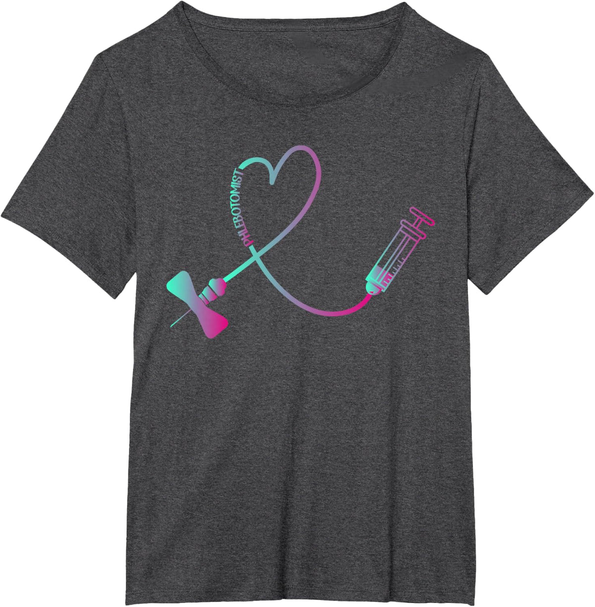 TIE DYE Phlebotomist Phlebotomy Technician Nurse Clinical T-Shirt - Dark Heather Grey
